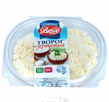 Творог AGRO BRAVO зернистый 9%, упак., 200 гр
