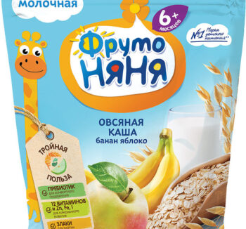 Каша ФрутоНяня молочная овсяная с бананом и яблоком 6мес