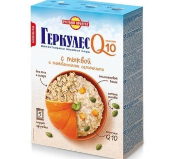 Каша овсяная Русский продукт Q10 с тыквой м тыквенными семечками быстрого приготовления 250 г