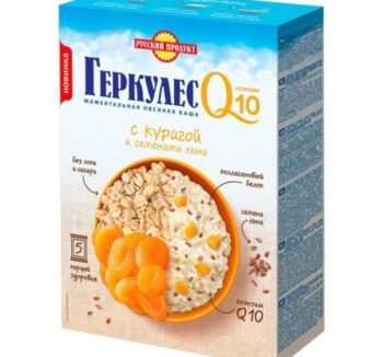 Каша овсяная Русский продукт Q10 с Курагой и семенами льна быстрого приготовления 250 г