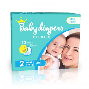Детские подгузники Baby Diapers Premium MINI No2 (3-6 kg) 22шт