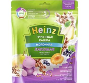 Каша молочная Heinz Гречневая грушка, абрикос, смородинка с 5 мес.