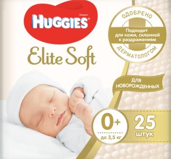Подгузники Huggies Elite Soft 0+ (до 3,5кг) 25шт