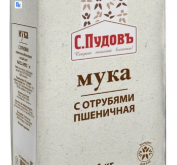 Мука пшеничная с отрубями С.Пудовъ, 1 кг
